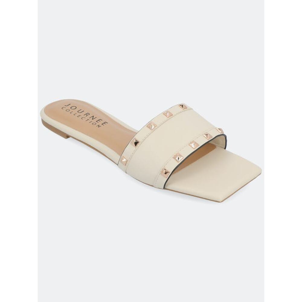Women's Journee Collection Treena Slip On Slide Sandals - Ivory - 9 - NWOB